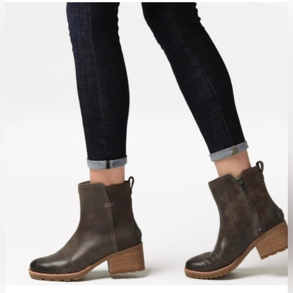 Sorel Shoes - SOREL NWOT Size 7 Cate Olive Leather Waterproof Boots Originally $189